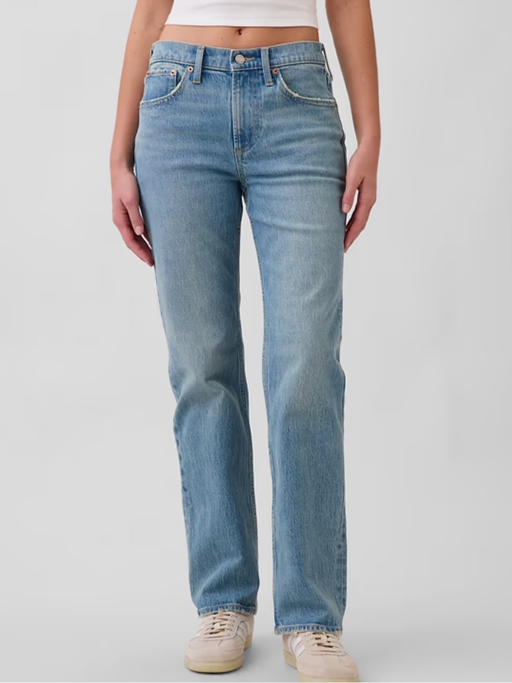Classic Mid-Rise Straight Leg Jeans - Light Blue
